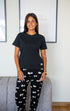 Women summer pajama set Black T-shirt + Eyes Pants